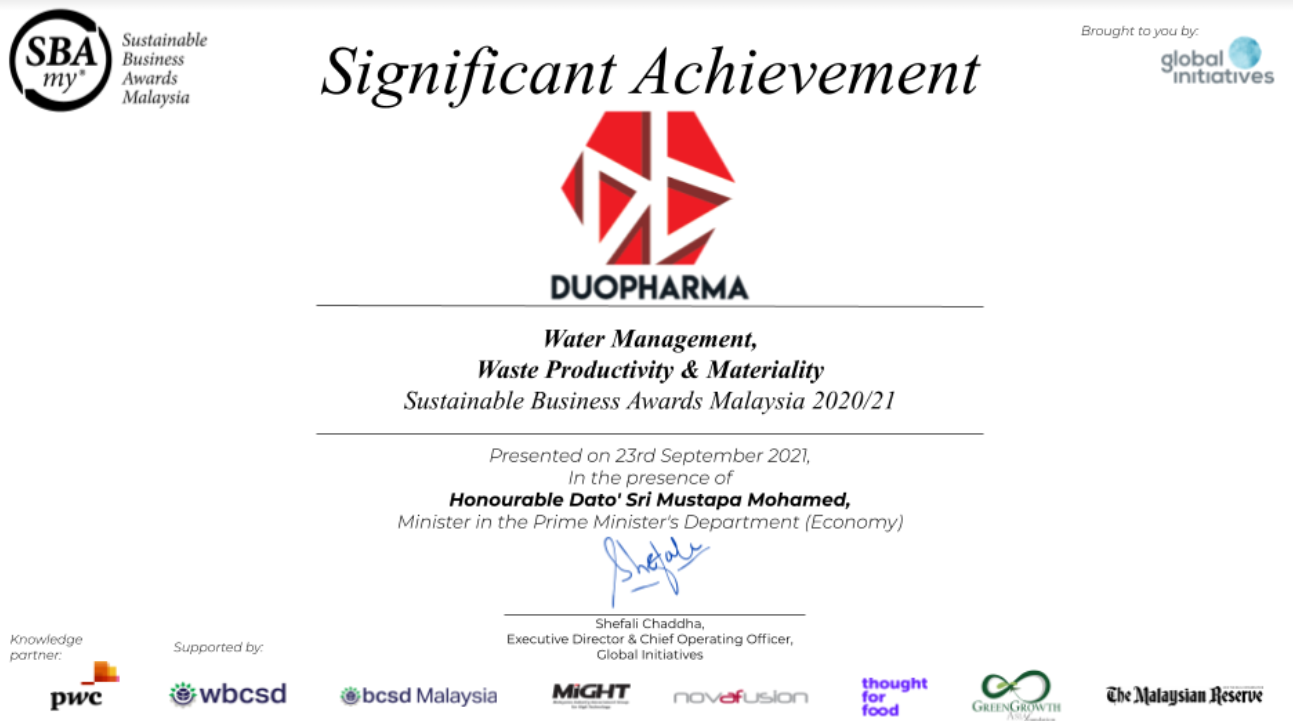 Duopharma Biotech Recognised At Sustainable Business Awards Malaysia ...